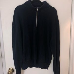 Brandy Melville Navy Blue Ribbed Half-Zip